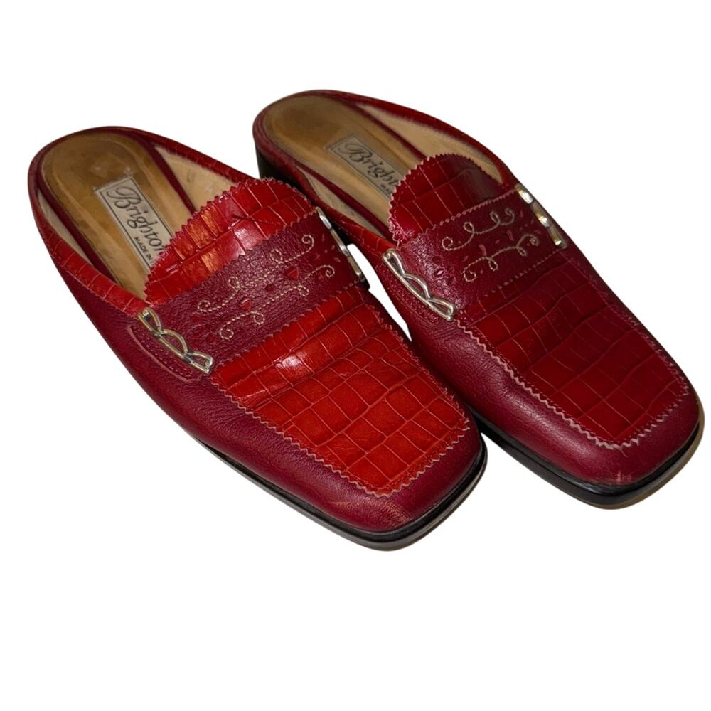 BRIGHTON  Red Women’s leather buckle detail Loafers 6.5